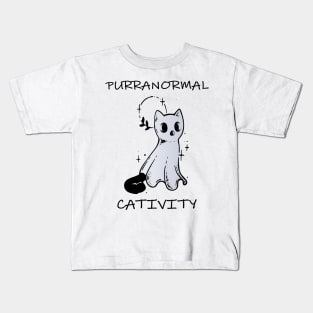 purranormal cativity halloween funny ghost cat Kids T-Shirt